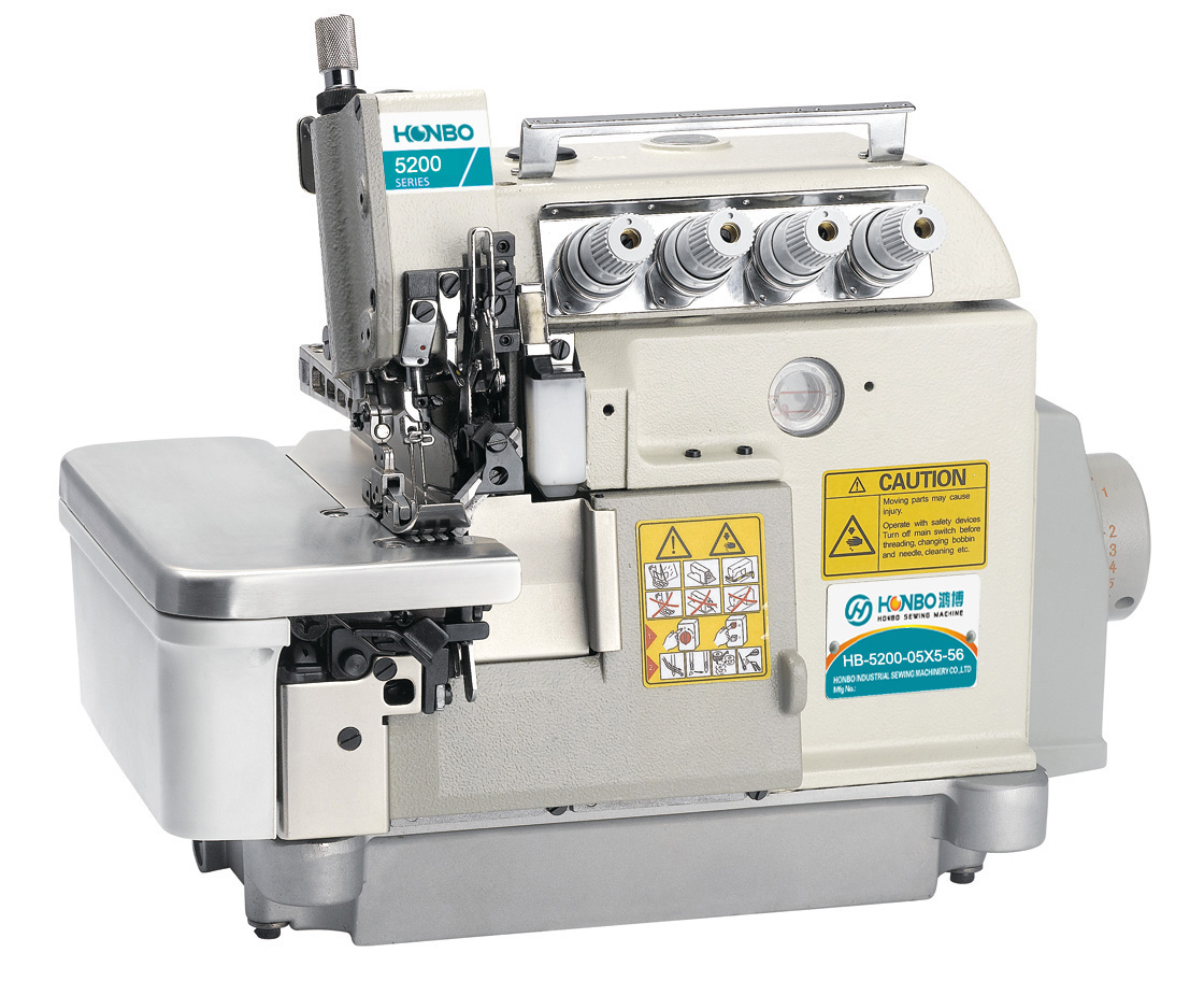 HB-5200-05X5-56 ultra high speed top and bottom feed 2 needles 5 threads flat bed overlock sewing machine